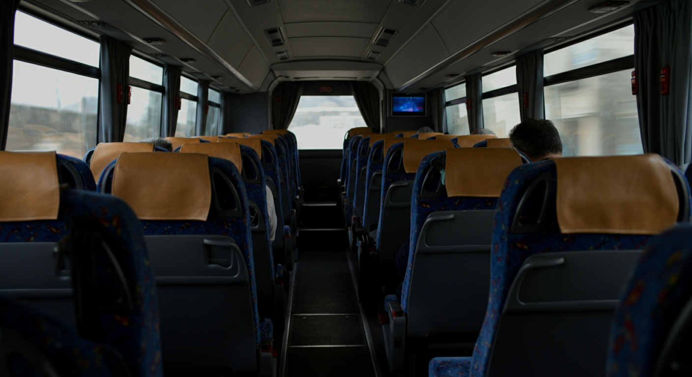 A comfortable modern intercity bus interior in Turkey