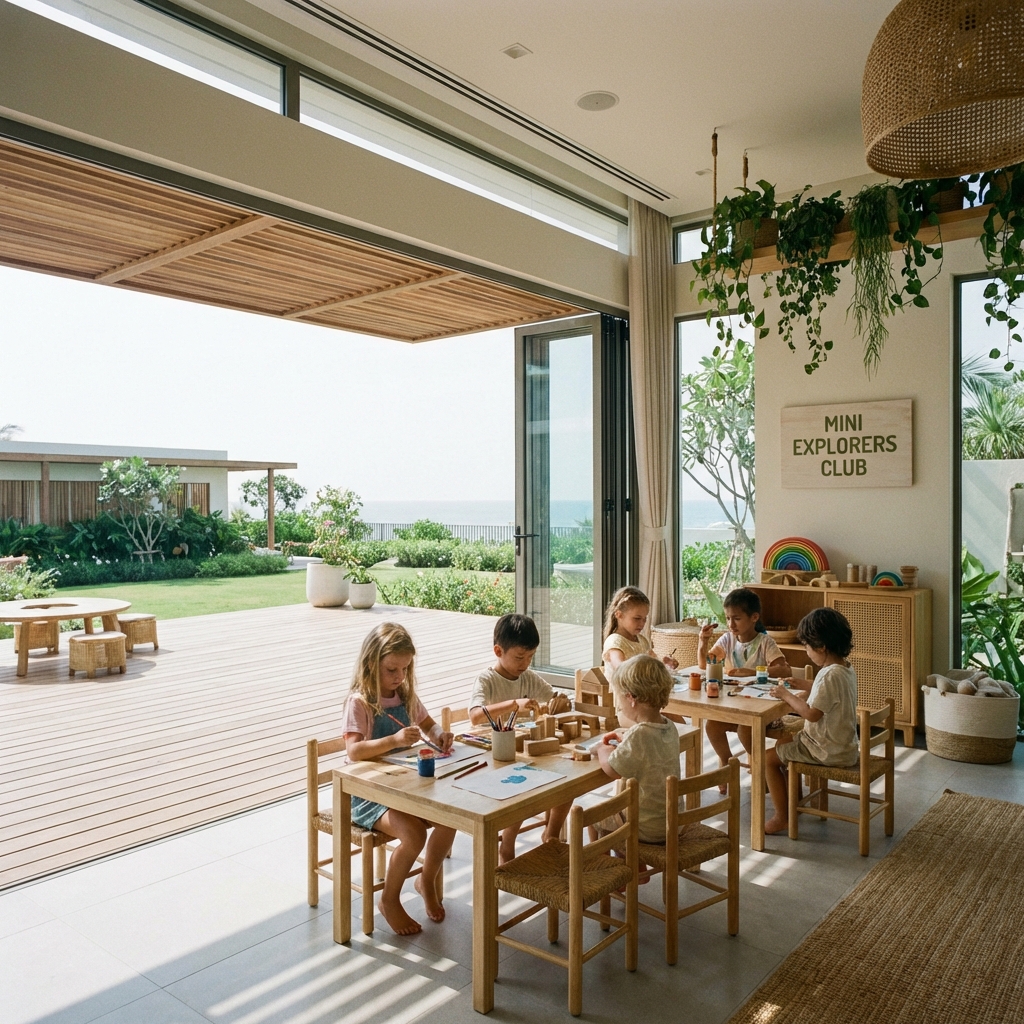 Organized kids club activity area at a family resort
