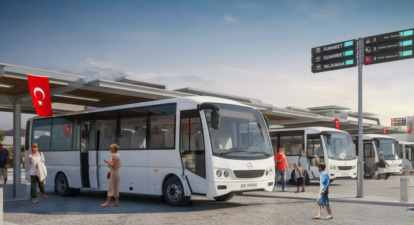 A family consulting a map or phone near a transfer point, looking relaxed
